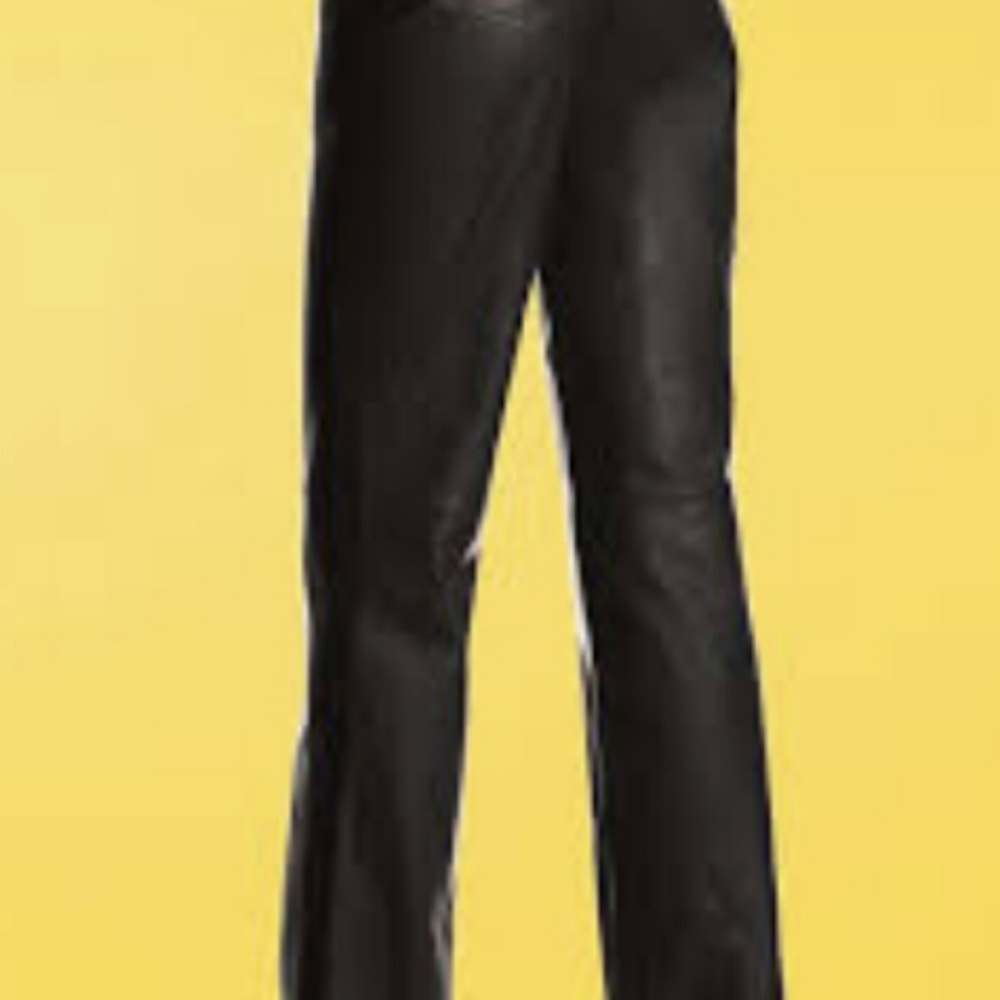 Black genuine leather boot cut jeans